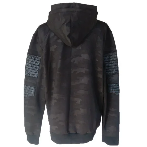 TRU LEGEND XL BLACK CAMO JACKET w HOOD FRONT ZIP Mens goth gothic witch